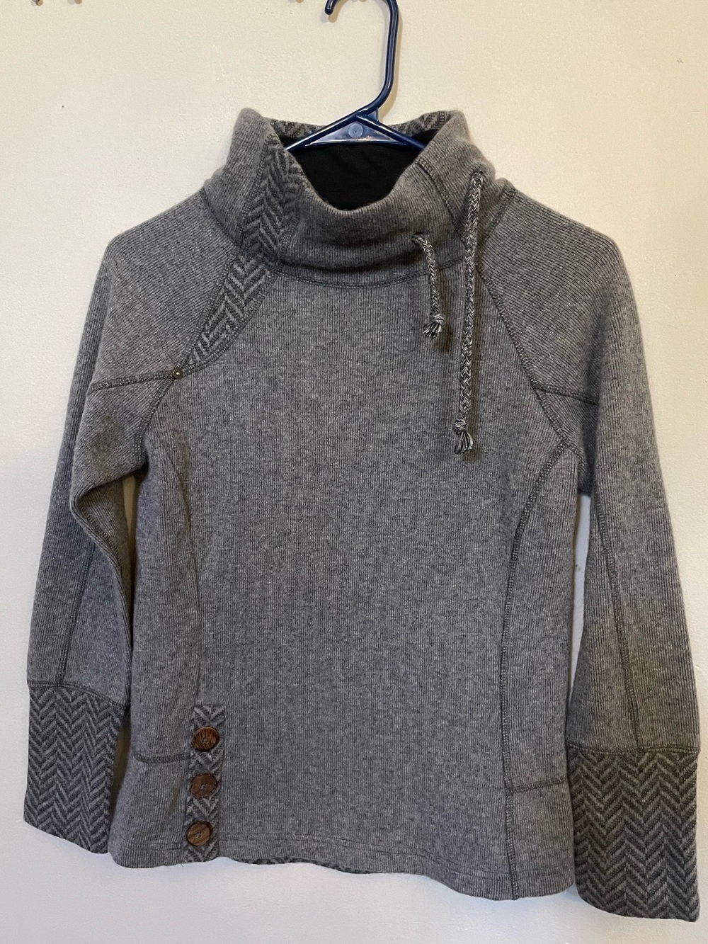 Prana Gray Cowl Neck Knit Sweater